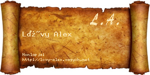 Lővy Alex névjegykártya